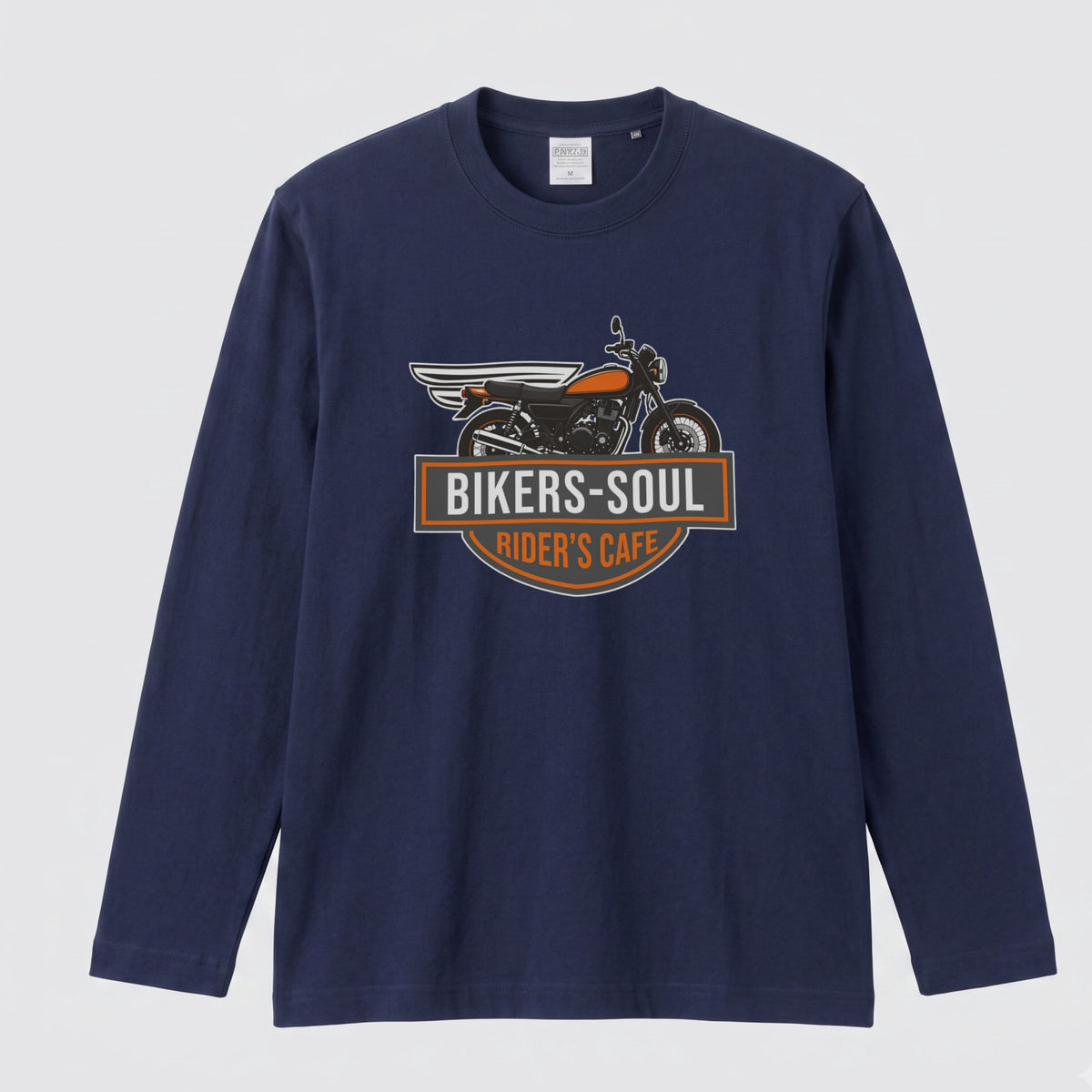 RIDER'S CAFE | ヴィンテージ バイク アメリカン ガレージ ロゴ イラスト 長袖Tシャツ【バイク好き・ツーリングウェア・普段着・プレゼントに最適】