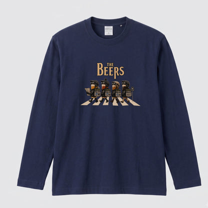 【キャンプ＆バイク好き必見】THE BEERS ロングスリーブ Tシャツ アドベンチャー ツーリング バイクウェア お酒好き ビール カジュアル プレゼント
