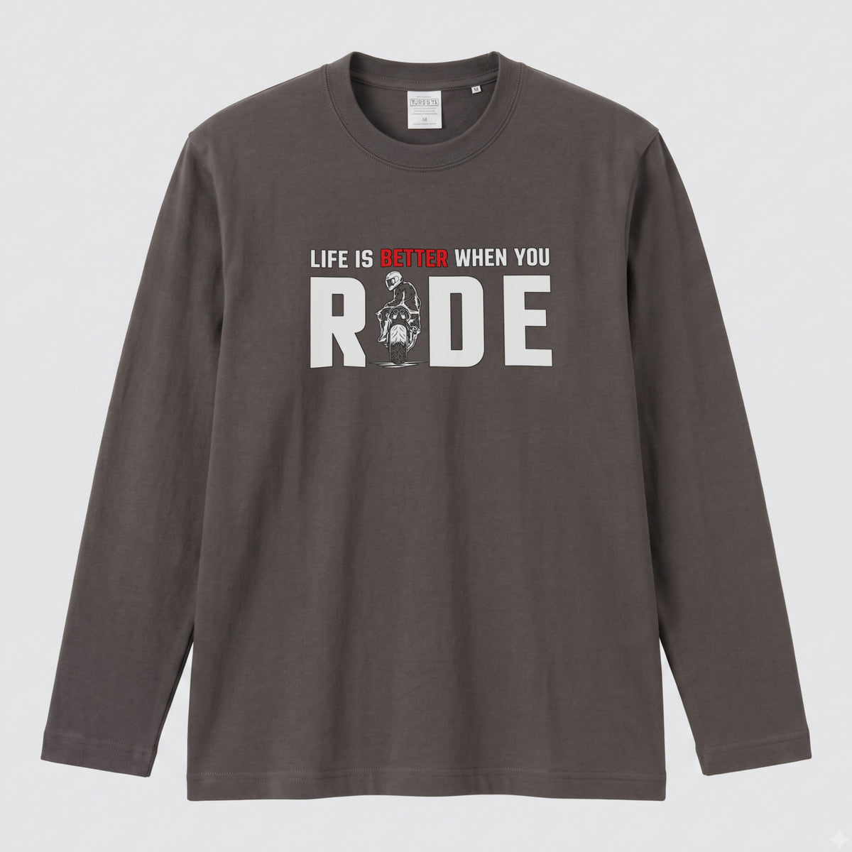 LIFE IS BETTER WHEN YOU RIDE | スーパースポーツ バイク ライダー 英字ロゴ スポーティ グラフィック 長袖Tシャツ【バイク雑貨・ツーリング・カジュアル・ギフトに最適】