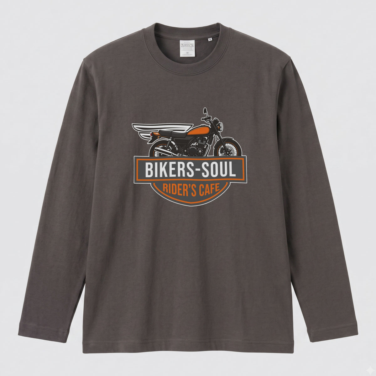 RIDER'S CAFE | ヴィンテージ バイク アメリカン ガレージ ロゴ イラスト 長袖Tシャツ【バイク好き・ツーリングウェア・普段着・プレゼントに最適】
