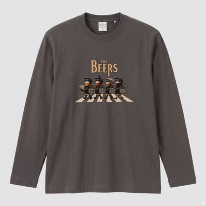 【キャンプ＆バイク好き必見】THE BEERS ロングスリーブ Tシャツ アドベンチャー ツーリング バイクウェア お酒好き ビール カジュアル プレゼント