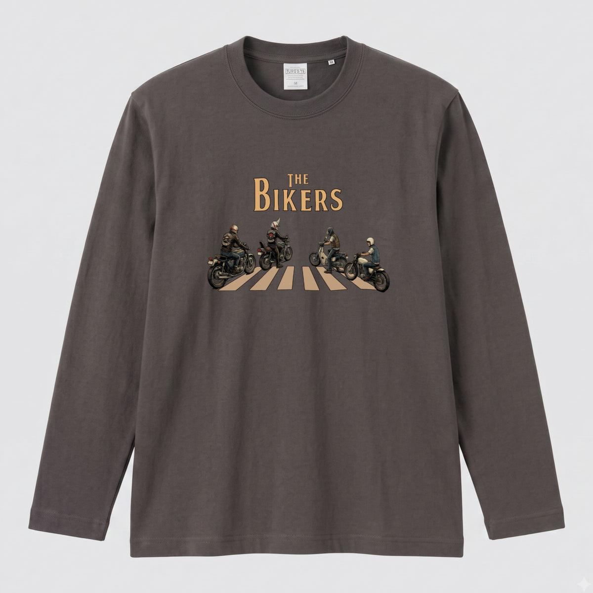 THE BIKERS RIDE | ライダー仲間 バイク走行 イラスト おもしろ かわいい 長袖Tシャツ【バイク好き・ツーリングウェア・普段着・プレゼントに最適】