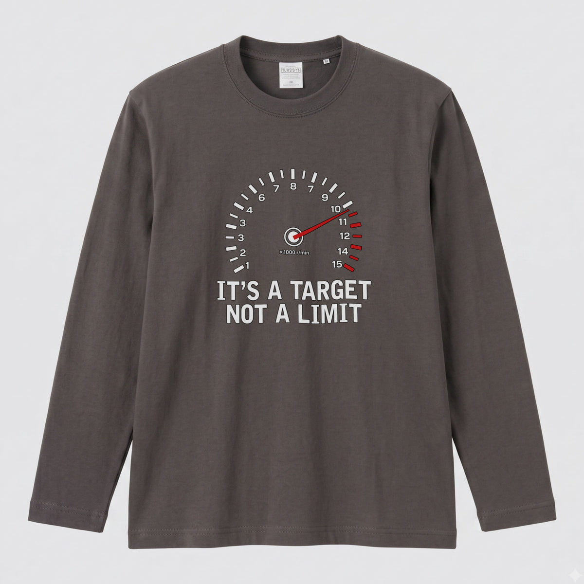 バイク 車 ロンT タコメーター レッドゾーン IT'S A TARGET NOT A LIMIT スピードメーター 長袖 Tシャツ メッセージ おもしろ メンズ レディース バイク乗り ライダー ツーリング 服 ギフト