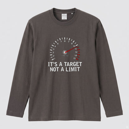 バイク 車 ロンT タコメーター レッドゾーン IT'S A TARGET NOT A LIMIT スピードメーター 長袖 Tシャツ メッセージ おもしろ メンズ レディース バイク乗り ライダー ツーリング 服 ギフト