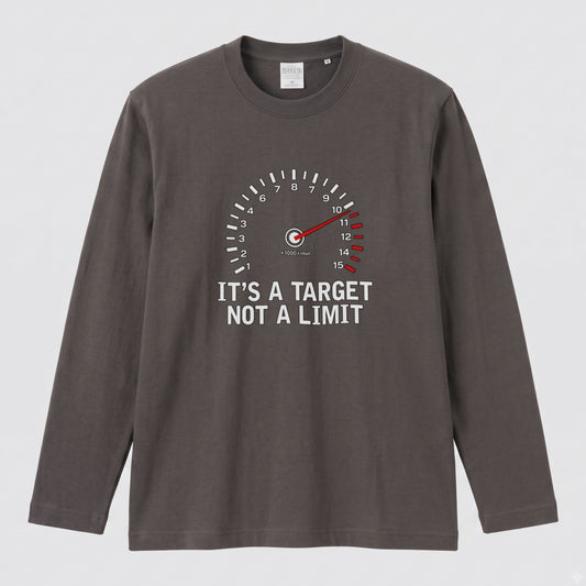 バイク 車 ロンT タコメーター レッドゾーン IT'S A TARGET NOT A LIMIT スピードメーター 長袖 Tシャツ メッセージ おもしろ メンズ レディース バイク乗り ライダー ツーリング 服 ギフト