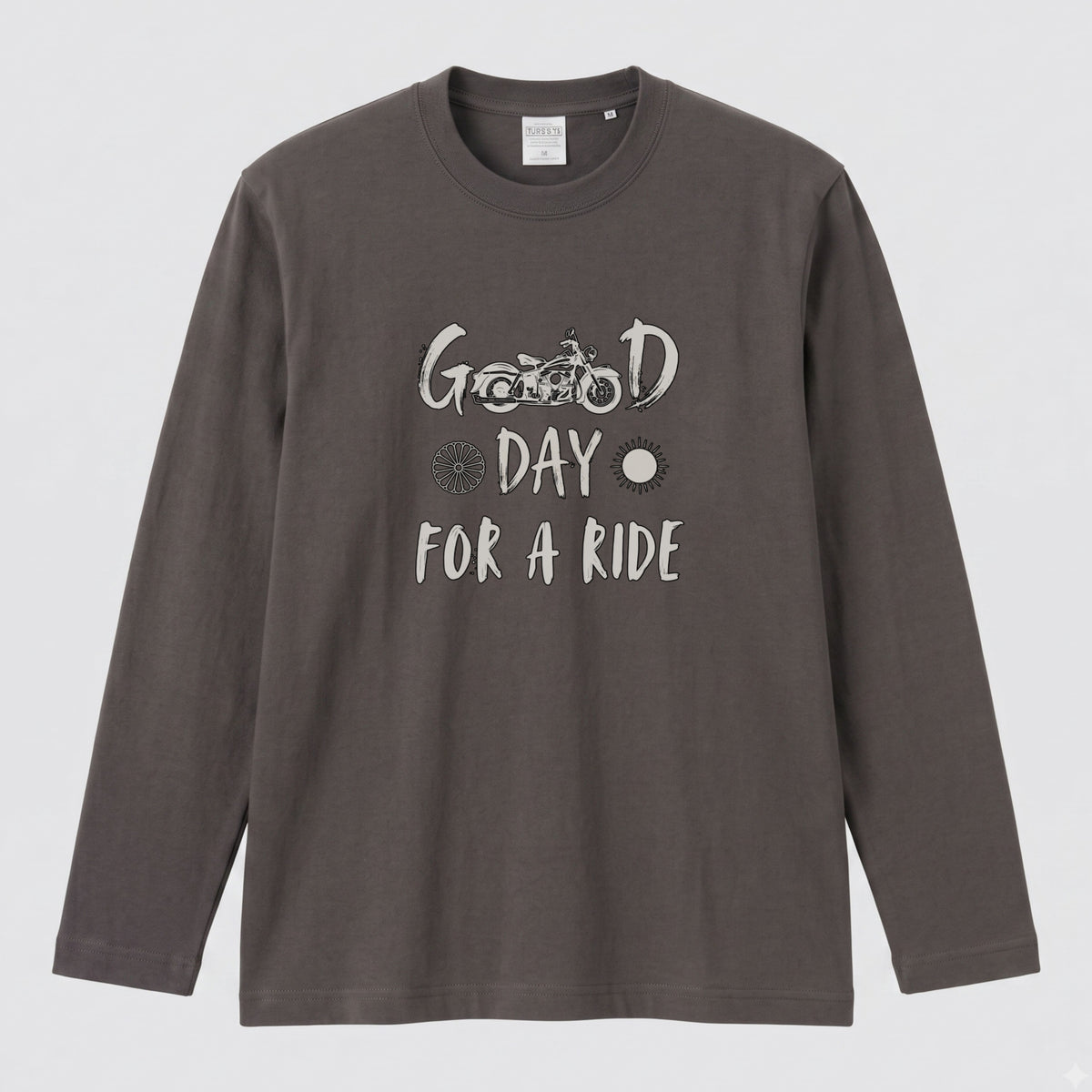 GOOD DAY FOR A RIDE | モーターサイクル レトロ イラスト ロゴ 長袖Tシャツ【バイク男子・バイク女子・ルームウェア・ギフト】