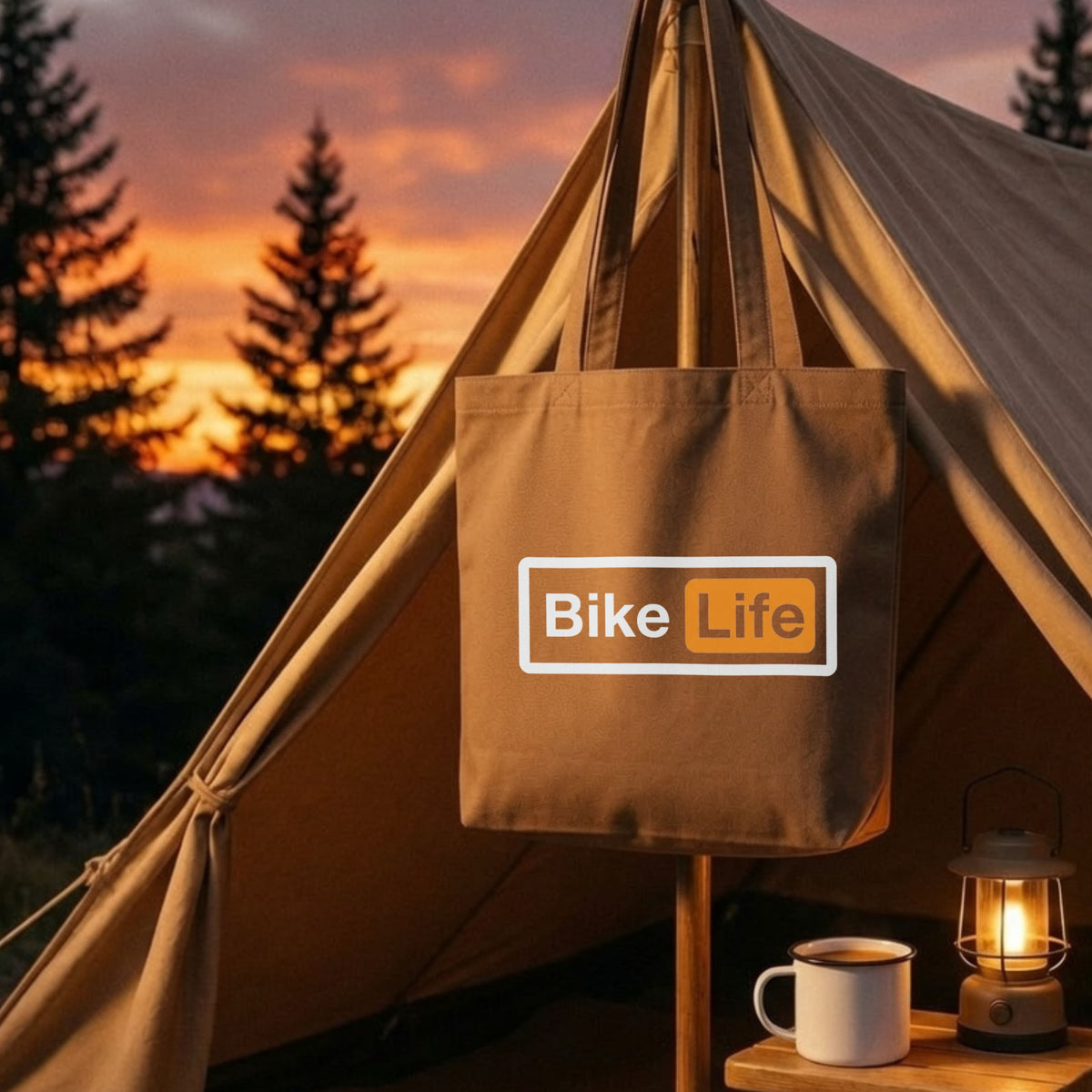 Bike Life ミニ トートバッグ パロディ ロゴ キャンバス ランチバッグ お弁当袋 厚手 自立 お散歩バッグ バイク乗り ライダー ギフト おもしろ メンズ レディース