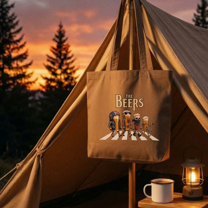 THE BEERS キャンバス トートバッグ A4 大容量 ビール好き バイク乗り キャンプ アウトドア エコバッグ プレゼント