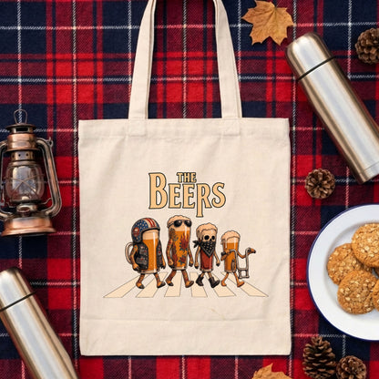 THE BEERS キャンバス トートバッグ A4 大容量 ビール好き バイク乗り キャンプ アウトドア エコバッグ プレゼント