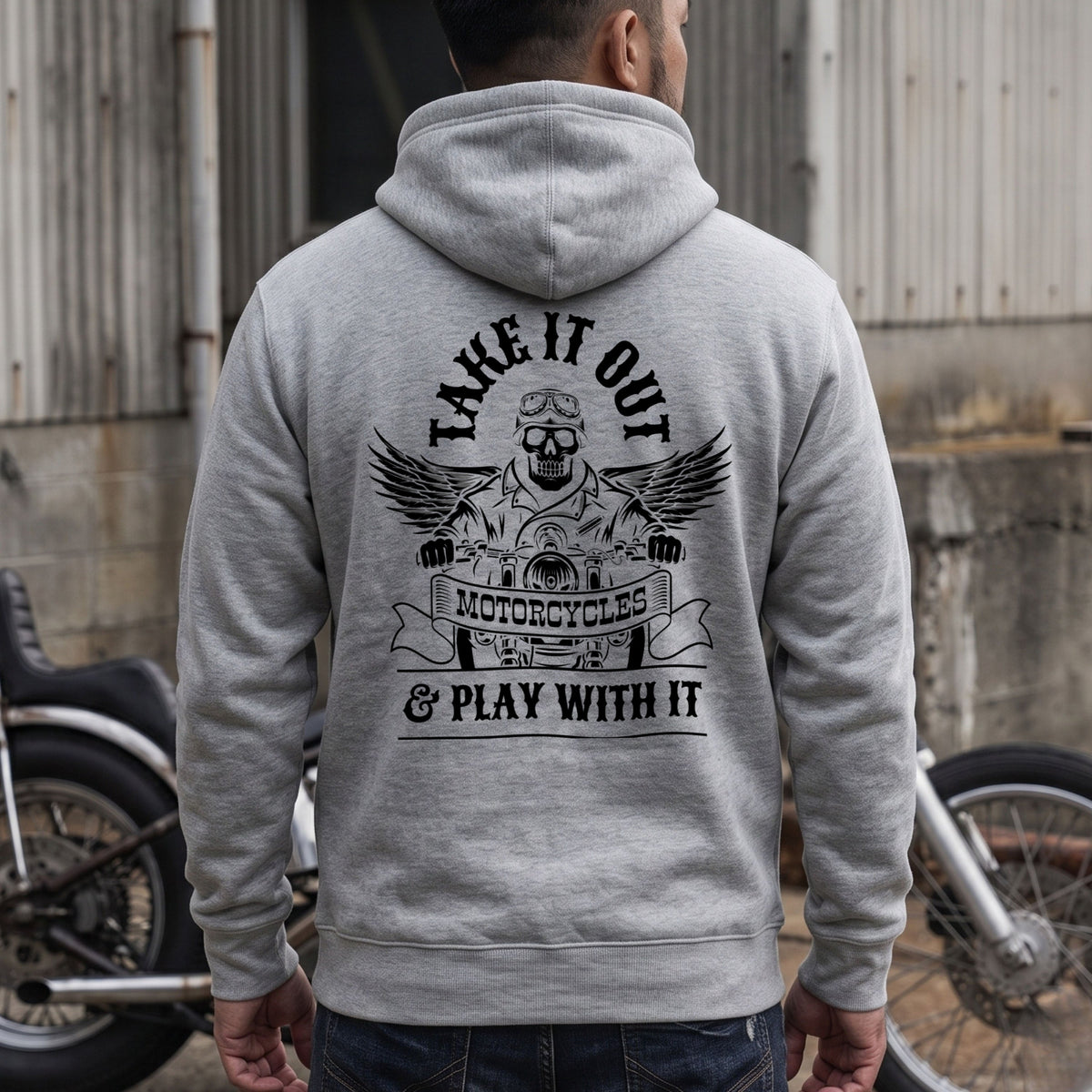 RIDER-0909-05 Take It Out Motorcycle パーカー | モーターサイクル バックプリント
