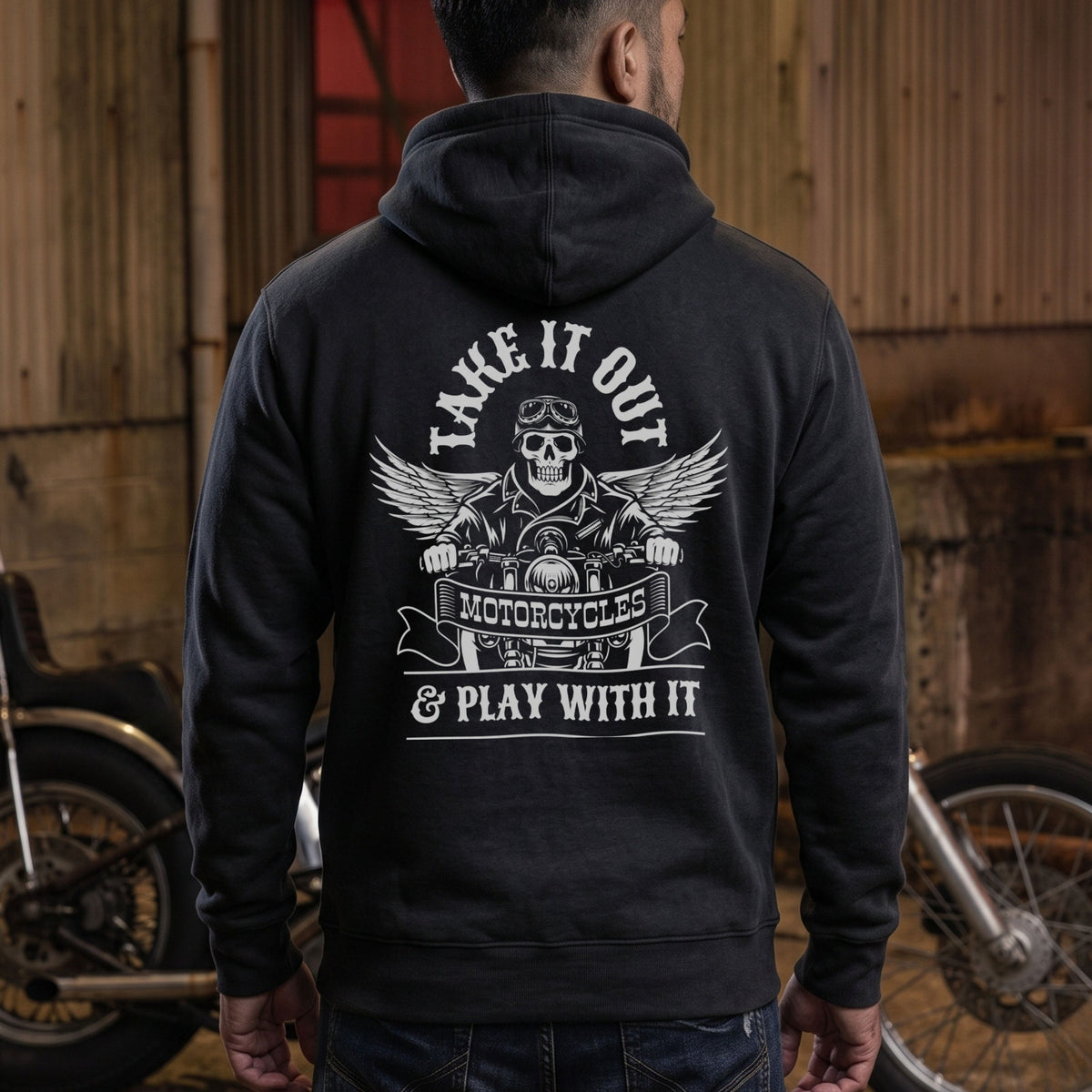 RIDER-0909-05 Take It Out Motorcycle パーカー | モーターサイクル バックプリント