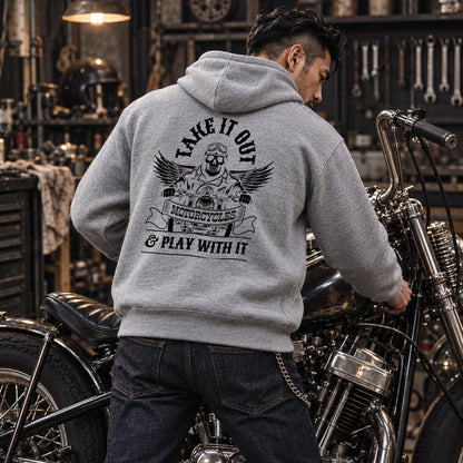 RIDER-0909-05 Take It Out Motorcycle パーカー | モーターサイクル バックプリント