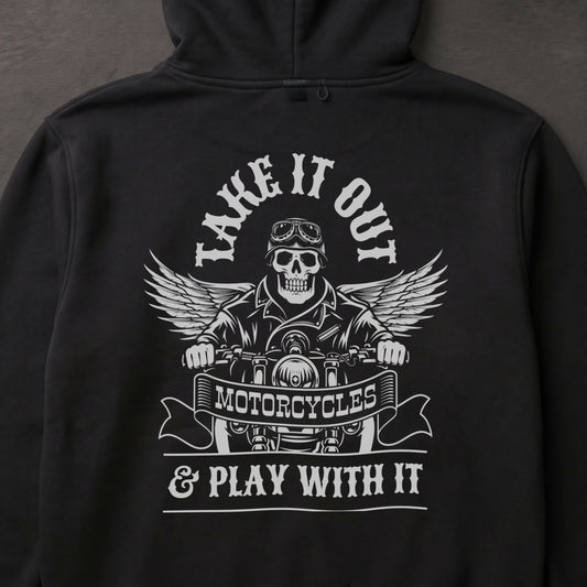 RIDER-0909-05 Take It Out Motorcycle パーカー | モーターサイクル バックプリント