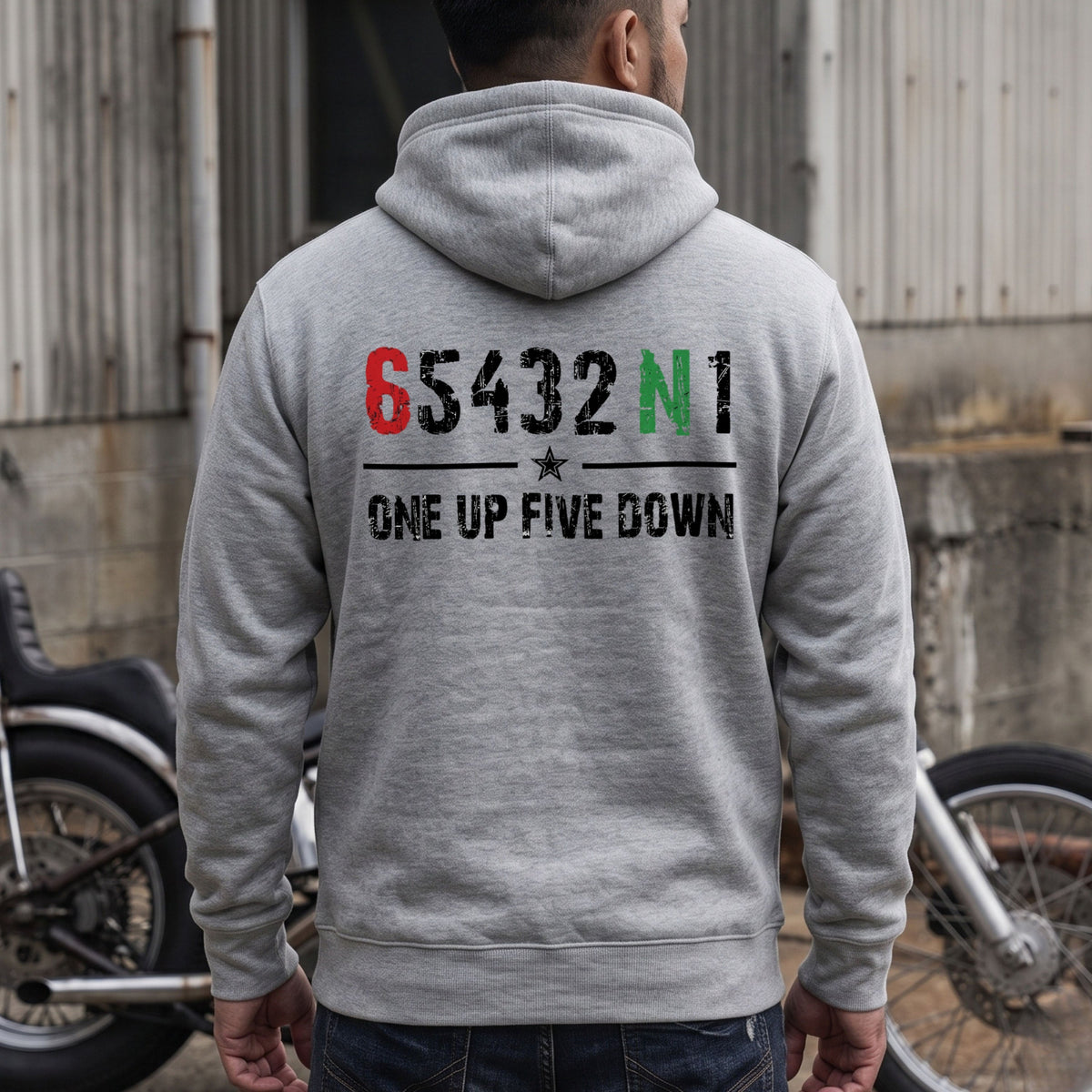 RIDER-0909-06 654321 Motorcycle パーカー | One Up Five Down