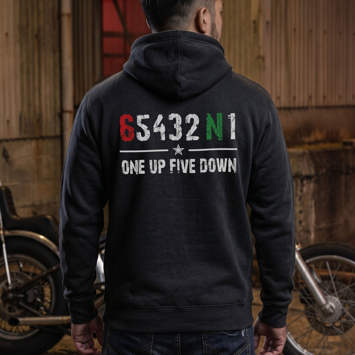RIDER-0909-06 654321 Motorcycle パーカー | One Up Five Down
