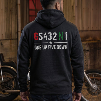 RIDER-0909-06 654321 Motorcycle パーカー | One Up Five Down