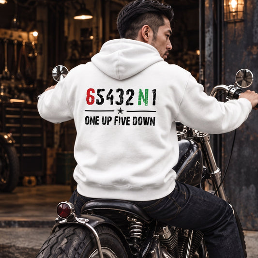 RIDER-0909-06 654321 Motorcycle パーカー | One Up Five Down