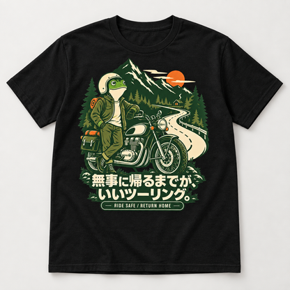 カエルライダー バイクTシャツ フロントプリント black