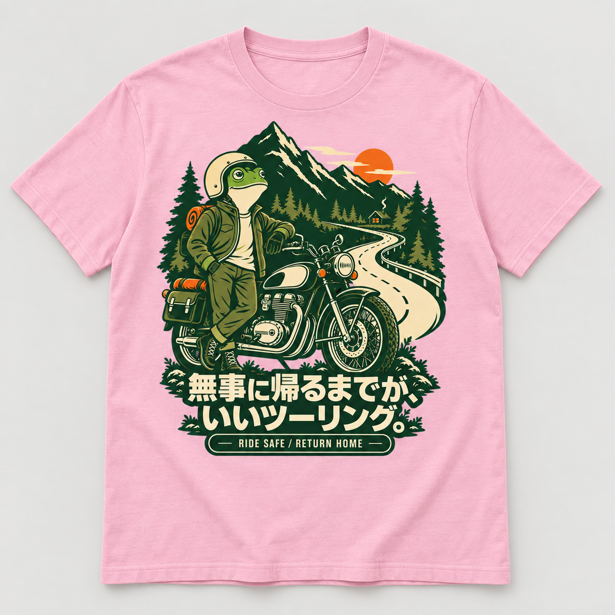 カエルライダー バイクTシャツ フロントプリント pink