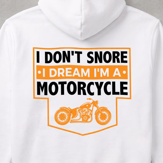 グレー I Don't Snore モーターサイクル パーカー バックプリント