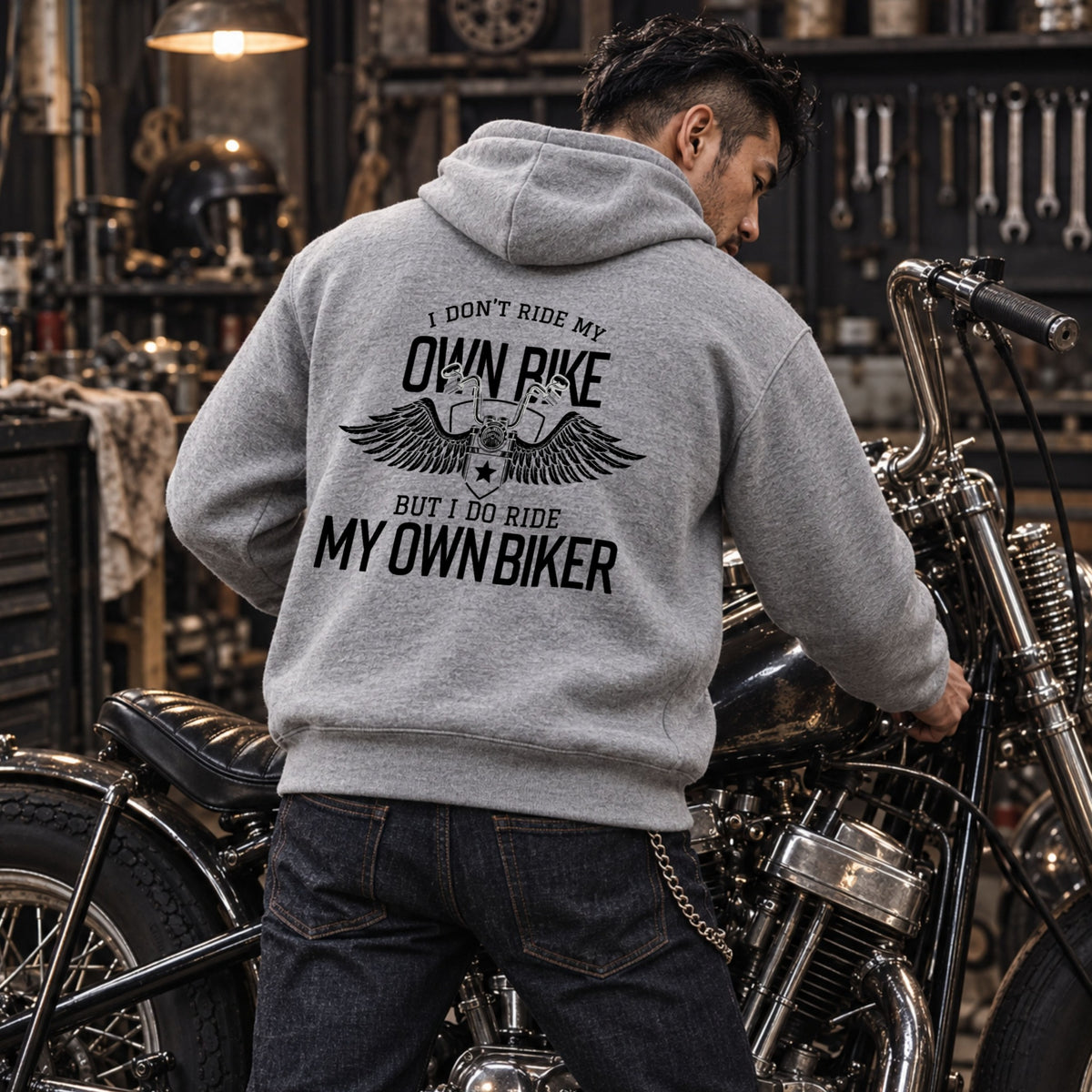 MY OWN BIKER バイクパーカー グレー ライフスタイル