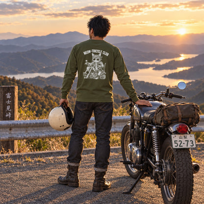 MEOW-TORCYCLE CLUB 猫ライダー バイク 長袖Tシャツ バックプリント