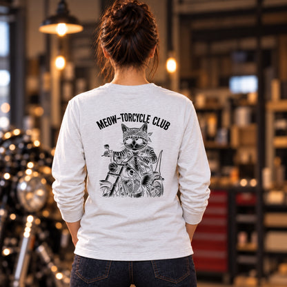 MEOW-TORCYCLE CLUB 猫ライダー バイク 長袖Tシャツ バックプリント