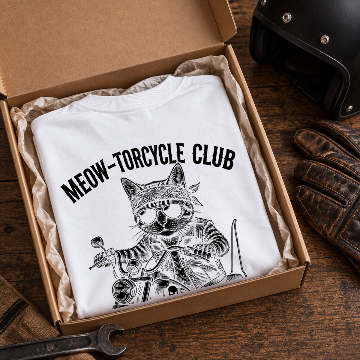 MEOW-TORCYCLE CLUB 猫ライダー バイク 長袖Tシャツ バックプリント