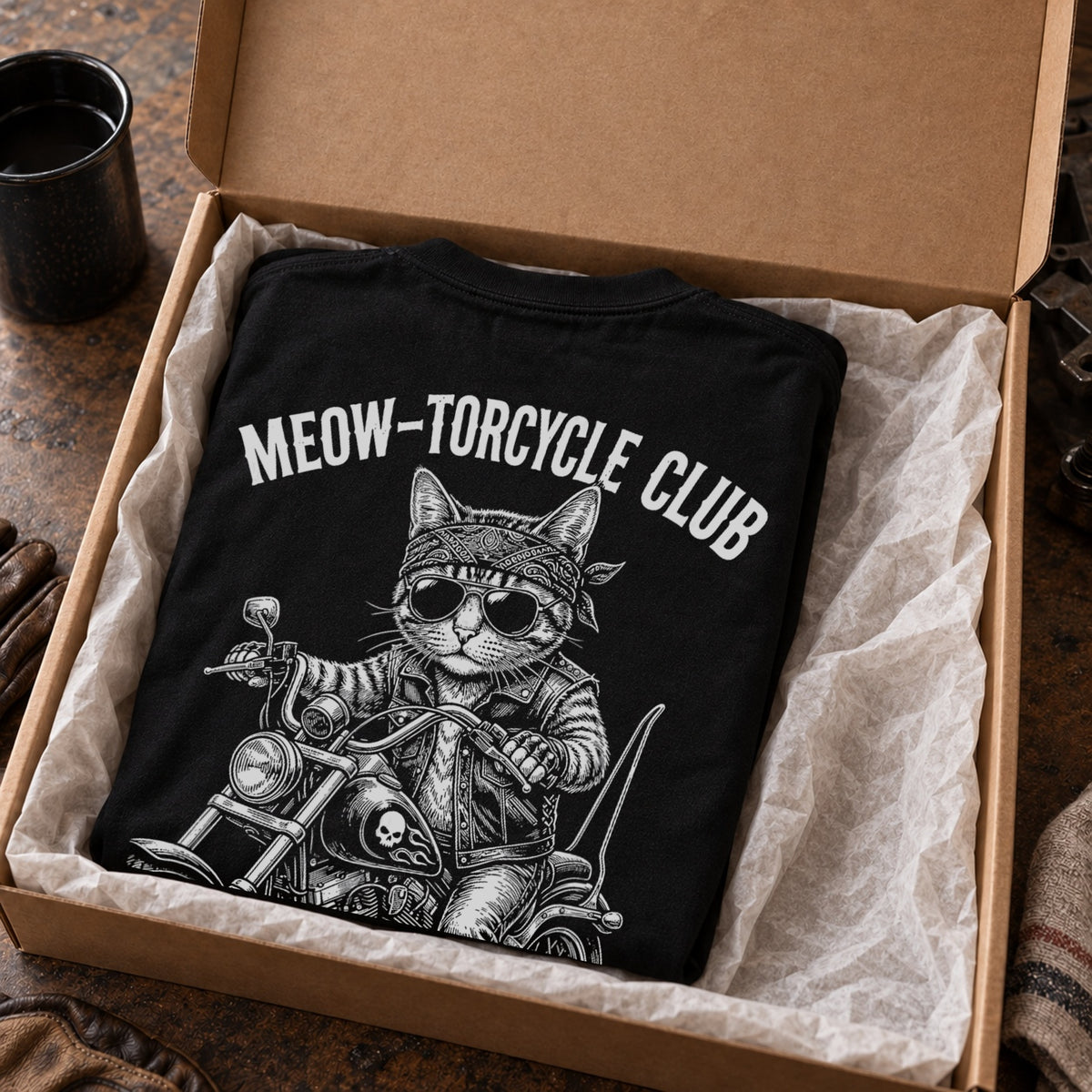MEOW-TORCYCLE CLUB 猫ライダー バイク 長袖Tシャツ バックプリント