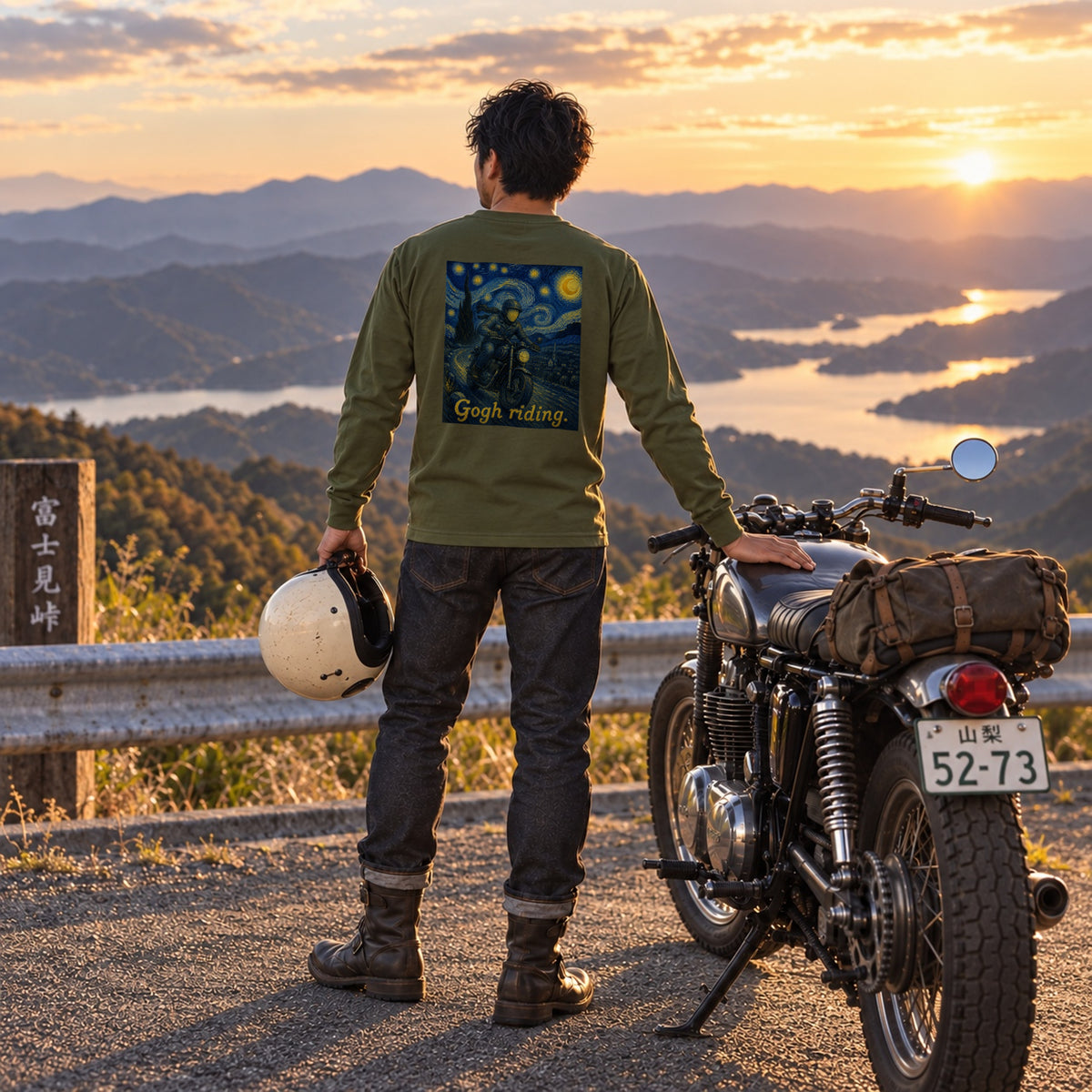Gogh Riding バイクライダー 長袖Tシャツ バックプリント