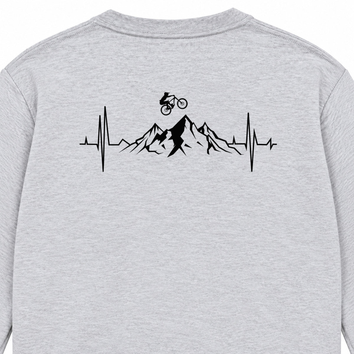 Mountain Ride マウンテンバイク 心電図 長袖Tシャツ バックプリント