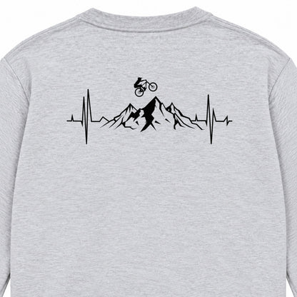 Mountain Ride マウンテンバイク 心電図 長袖Tシャツ バックプリント