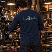 Mountain Ride マウンテンバイク 心電図 長袖Tシャツ｜バックプリント