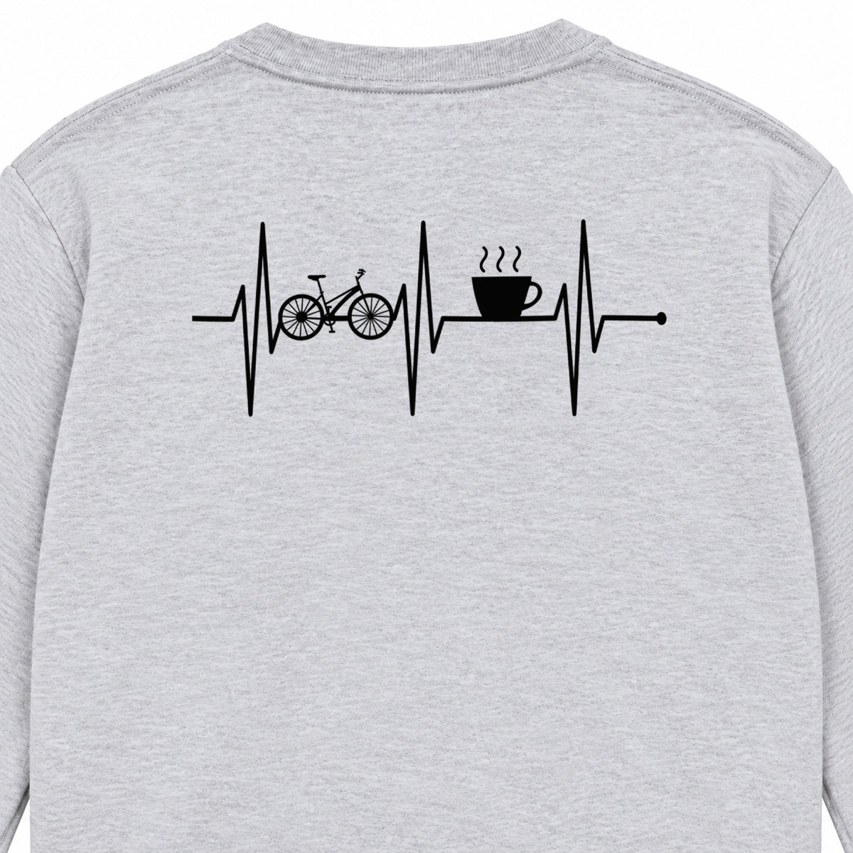Bike & Coffee 自転車 コーヒーカップ 心電図 長袖Tシャツ バックプリント